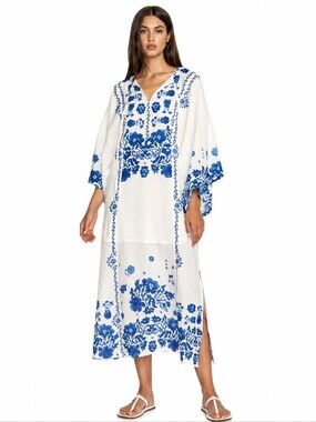 NWT Johnny Was Jade Collection Biannca Linen Kaftan Dress